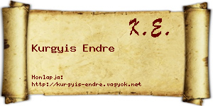 Kurgyis Endre névjegykártya