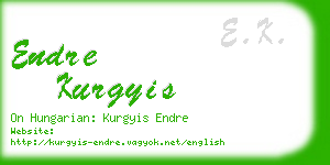 endre kurgyis business card